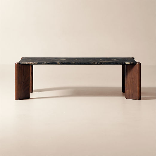 Santoro 53" Rectangular Black Marble Coffee Table