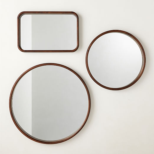 Saone Acacia Wood Round Wall Mirror 36"