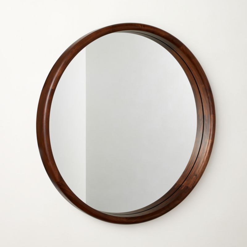 Saone Acacia Wood Round Wall Mirror 36" - image 3 of 6