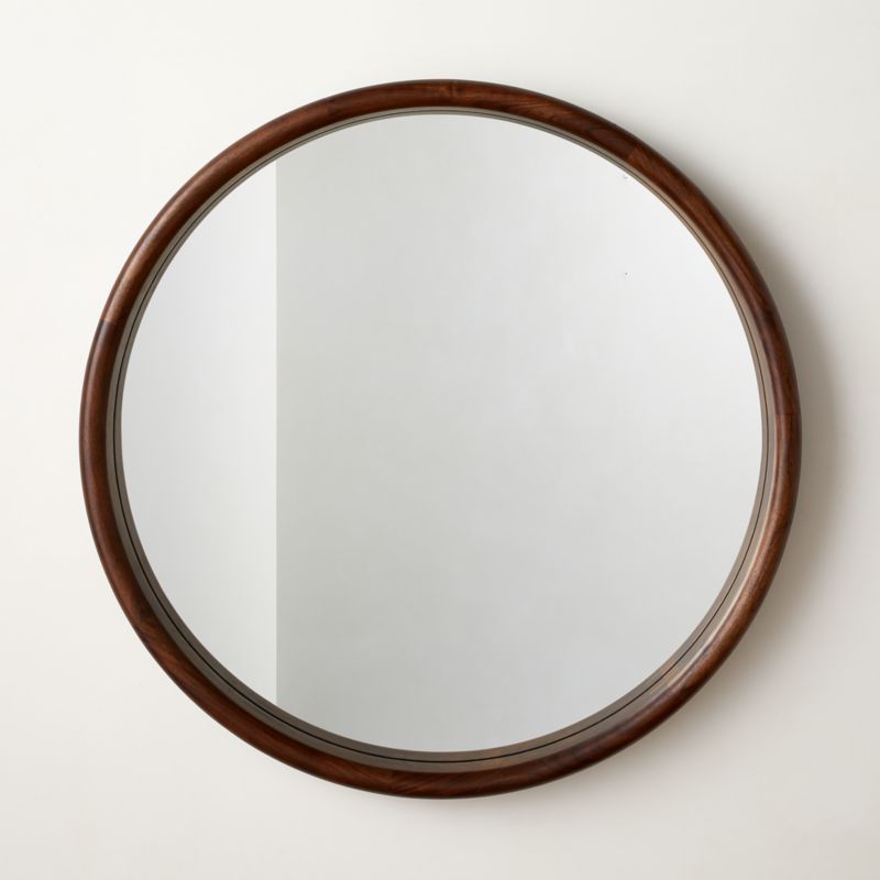 Viewing product image Saone Acacia Wood Round Wall Mirror 36" - image 1 of 6