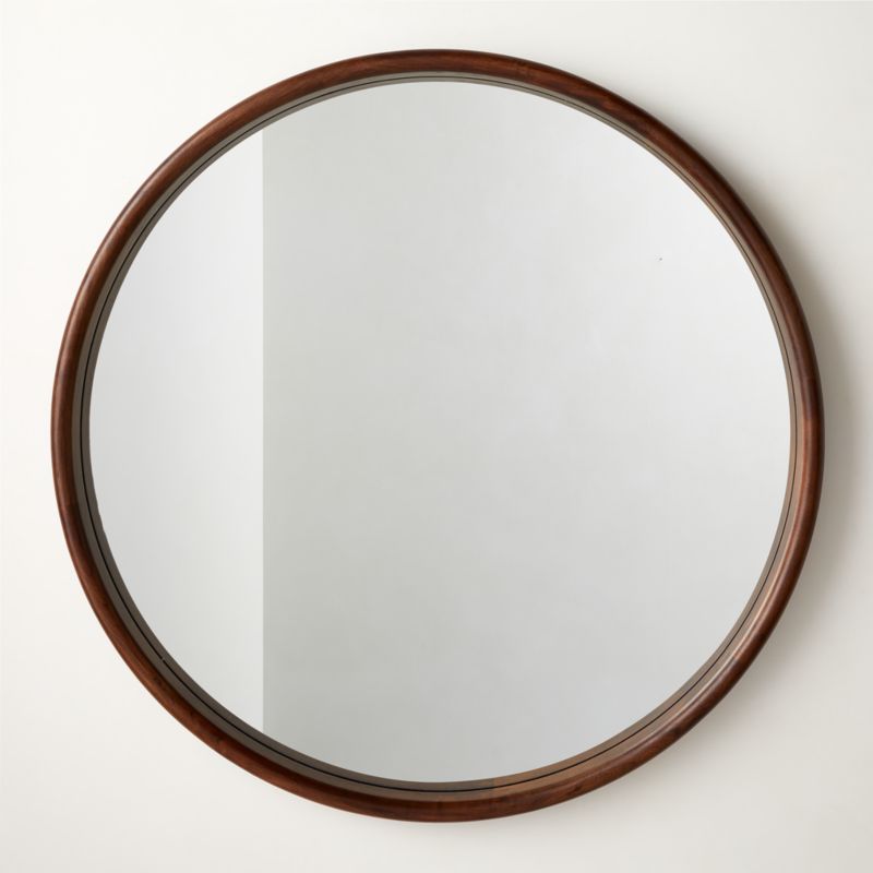 Saone Acacia Wood Round Wall Mirror 48" - image 0 of 6