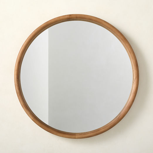 Saone Ash Wood Round Wall Mirror 36"