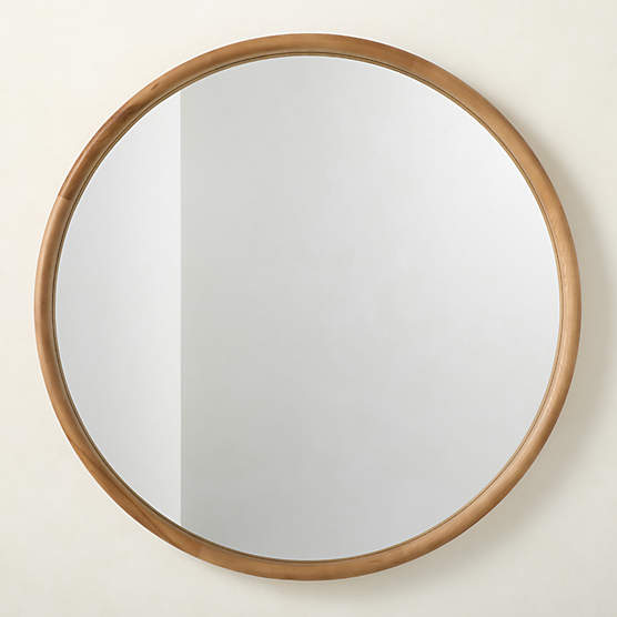 Saone Ash Wood Round Wall Mirror 48"