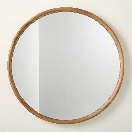 Saone Ash Wood Round Wall Mirror 48"