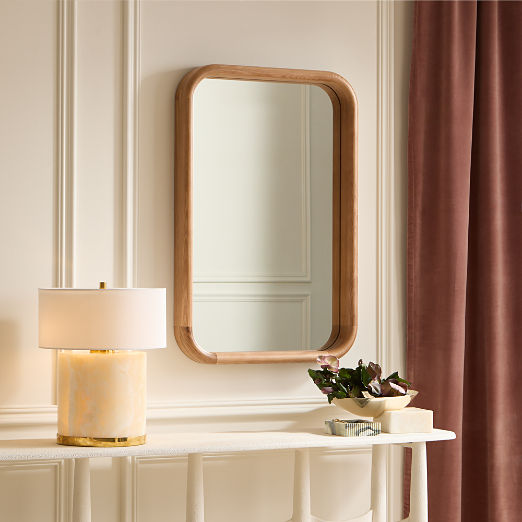 Saone Ash Wood Rectangular Wall Mirror 24"x36"