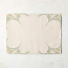 Saphra Warm White and Sage Green Leather Embroidered Rectangle Placemat