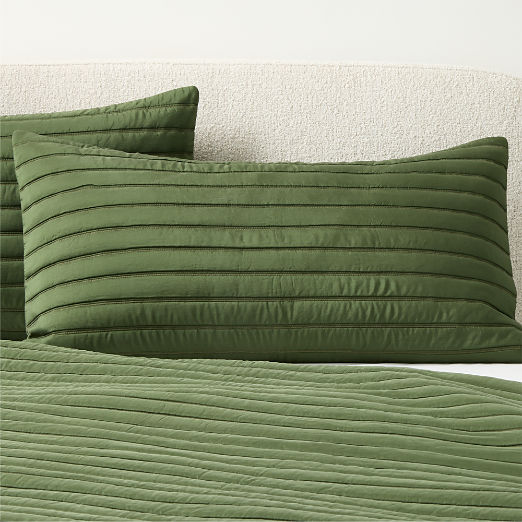 Saracino Silk Green King Pillow Shams Set of 2