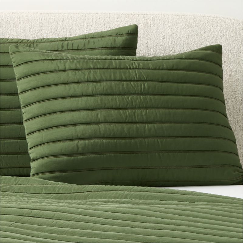 Saracino Silk Green Standard Pillow Shams Set of 2 - image 0 of 5