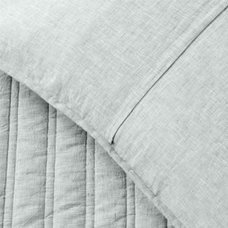 Saunder Heathered Sage Green EUROPEAN FLAX™-Certified Linen Standard Pillow Shams Set of 2