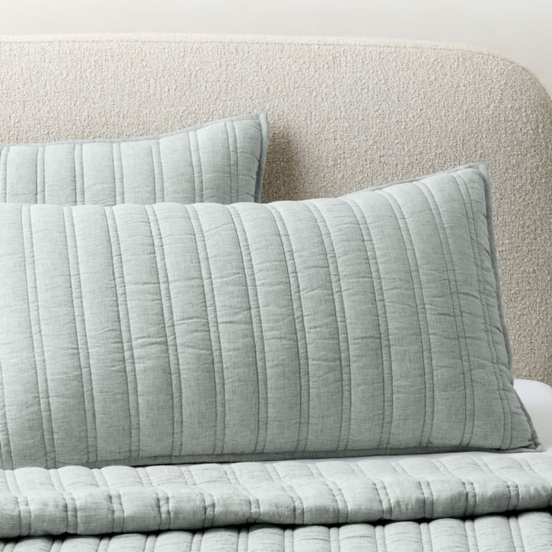 Saunder Heathered Sage Green EUROPEAN FLAX™-Certified Linen Standard Pillow Shams Set of 2