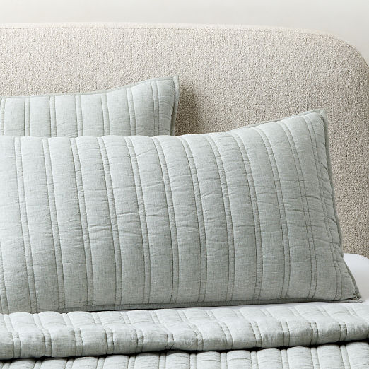 Saunder Heathered Sage Green EUROPEAN FLAX™-Certified Linen Pillow Shams Set of 2