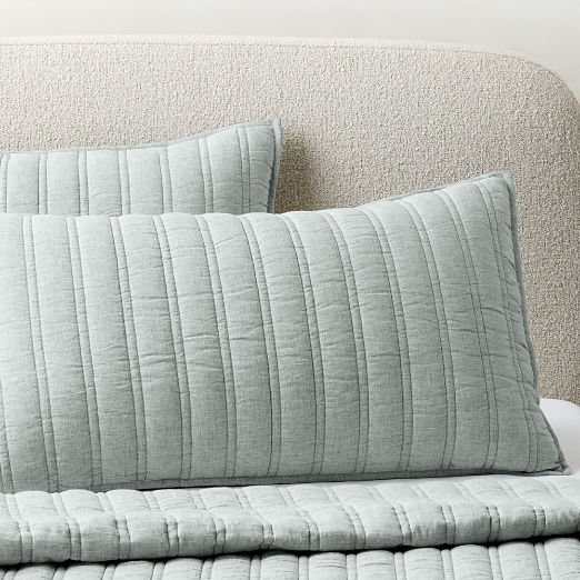 Saunder Heathered Sage Green EUROPEAN FLAX™-Certified Linen Pillow Shams Set of 2