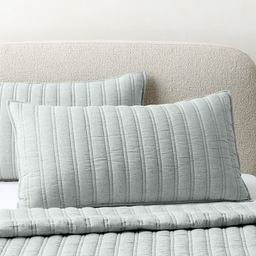 Saunder Heathered Sage Green EUROPEAN FLAX™-Certified Linen King Pillow Shams Set of 2