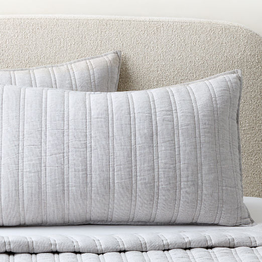 Saunder Heathered Flax Grey EUROPEAN FLAX™-Certified Linen Pillow Shams Set of 2