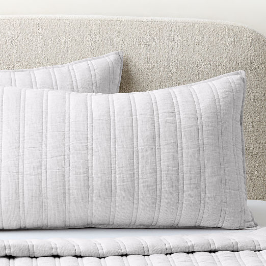 Saunder Heathered Flax Grey European Linen Pillow Shams Set of 2