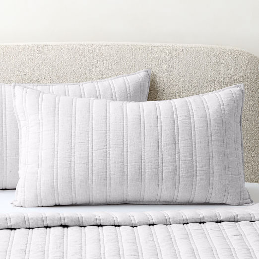 Saunder Heathered Flax Grey European Linen King Pillow Shams Set of 2