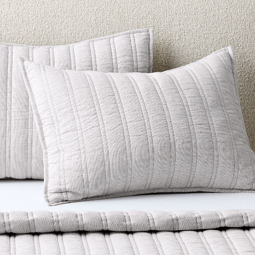 Saunder Heathered Flax Grey EUROPEAN FLAX™-Certified Linen Standard Pillow Shams Set of 2