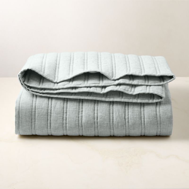 Saunder Heathered Sage Green EUROPEAN FLAX™-Certified Linen King Quilt - image 3 of 4