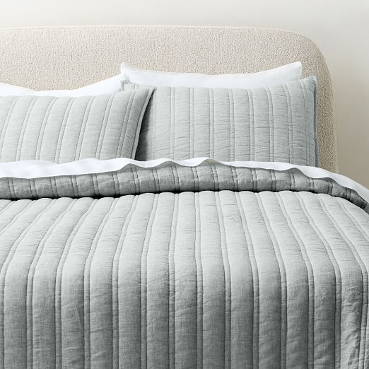 Saunder Heathered Sage Green European Linen Full/Queen Quilt