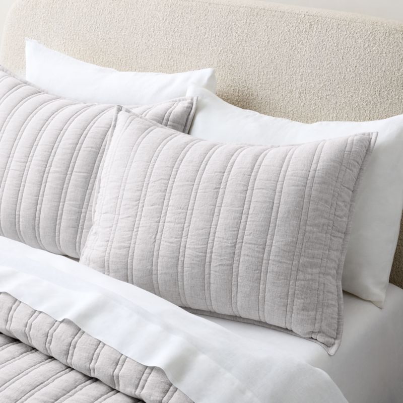 Saunder Heathered Flax Grey EUROPEAN FLAX™-Certified Linen Full/Queen Quilt - image 1 of 4