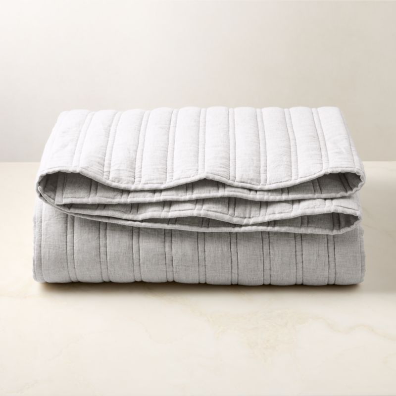 Saunder Heathered Flax Grey EUROPEAN FLAX™-Certified Linen Full/Queen Quilt - image 3 of 4