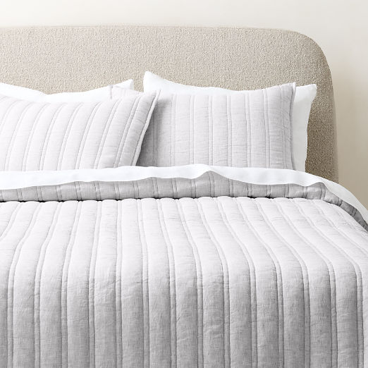 Saunder Heathered Flax Grey European Linen King Quilt