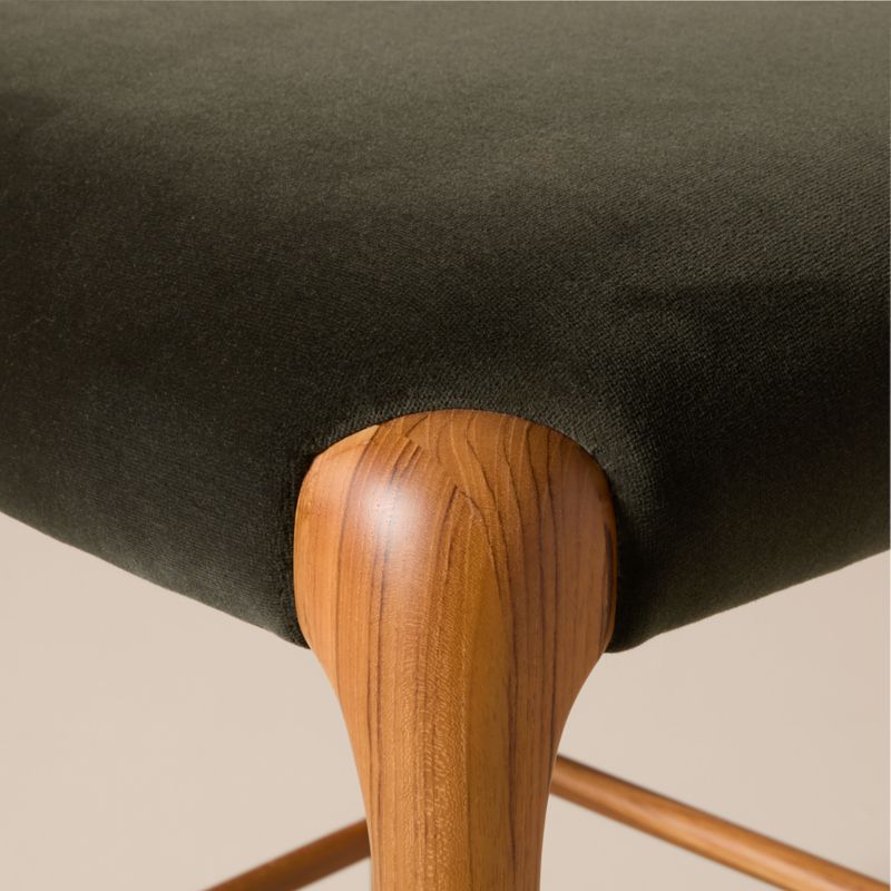 Savanna Teak Wood and Mink Brown Velvet Counter Stool - image 5 of 6