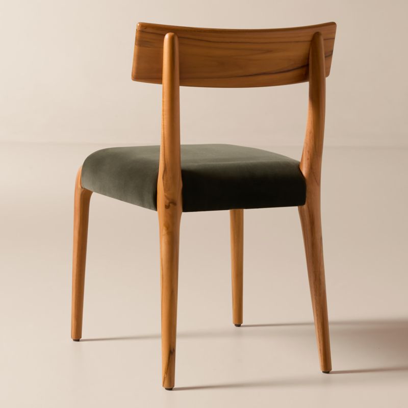 Savanna Teak Wood and Mink Brown Velvet Dining Chair - image 3 of 6