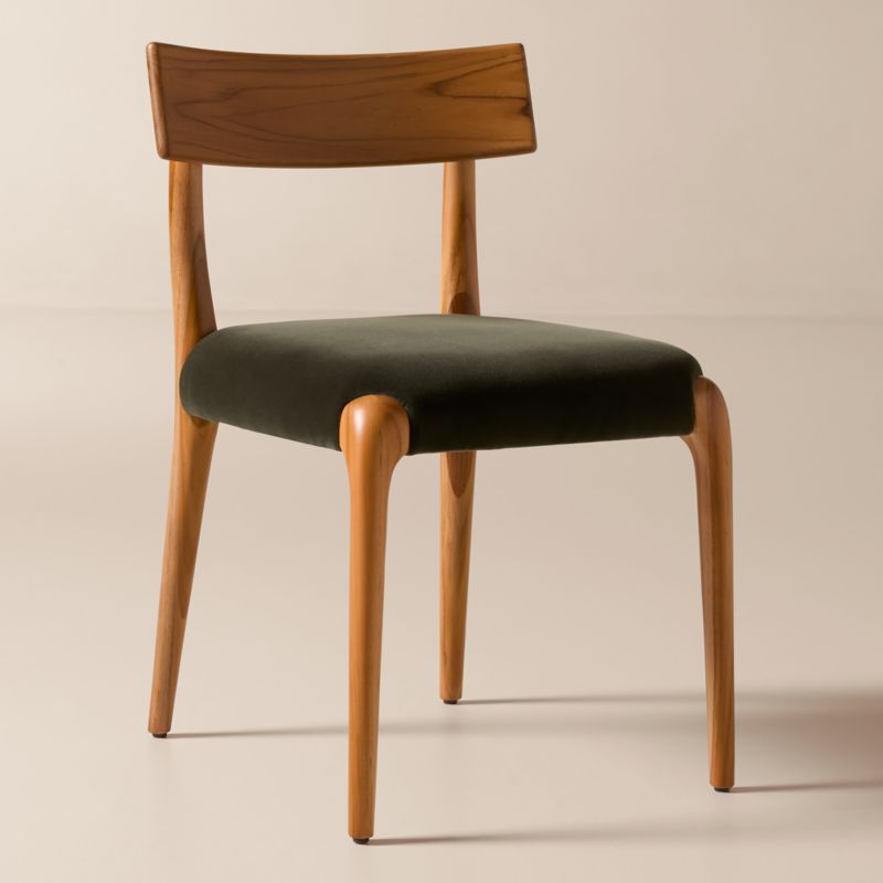 Savanna Teak Wood and Mink Brown Velvet Dining Chair - image 1 of 6