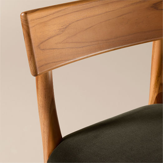 Savanna Teak Wood and Mink Brown Velvet Dining Chair
