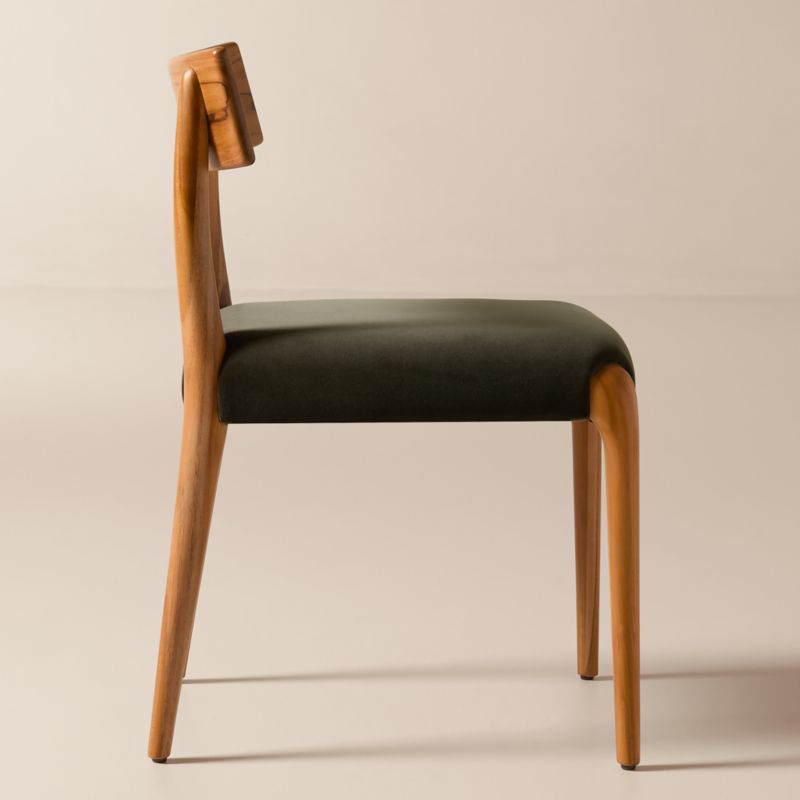 Savanna Teak Wood and Mink Brown Velvet Dining Chair - image 2 of 6