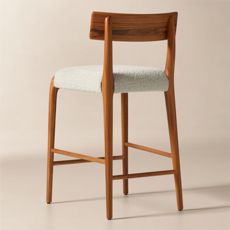 Savanna Teak Wood and Warm White Boucle Counter Stool - image 3 of 5