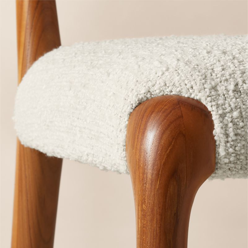 Savanna Teak Wood and Warm White Boucle Dining Chair - image 5 of 6