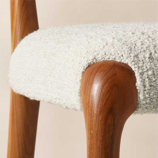 Savanna Teak Wood and Warm White Boucle Counter Stool