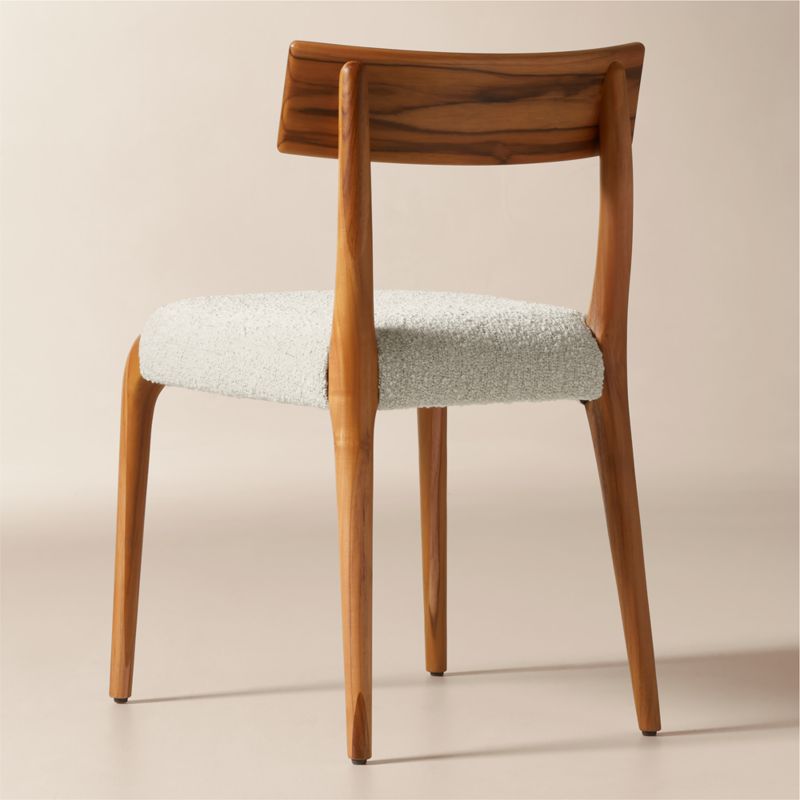 Savanna Teak Wood and Warm White Boucle Dining Chair - image 4 of 6