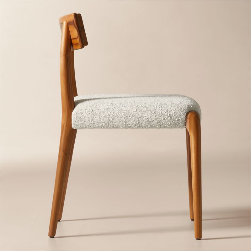 Savanna Teak Wood and Warm White Boucle Dining Chair - image 3 of 6