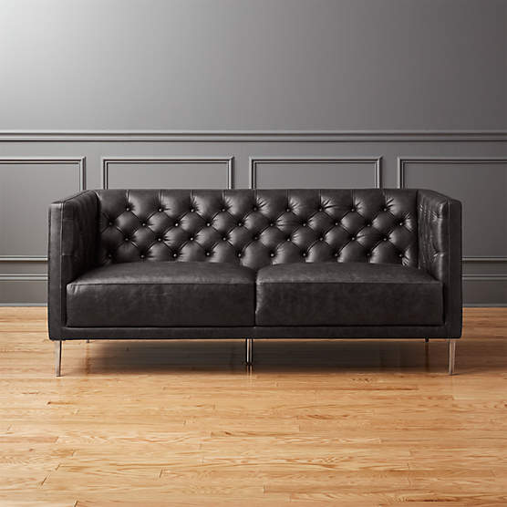 Savile Leather Tufted Sofa Cb2, Gray Leather Tufted Sofa