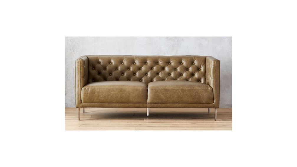 savile saddle leather tufted sofa
