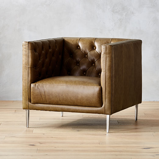 Modern Accent Chairs And Armchairs Cb2 Savile Bello Saddle Leather Tufted Chair