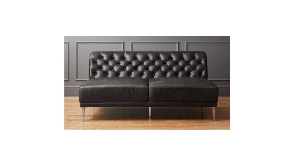 Savile Black Leather Tufted Armless Sofa CB2 Canada