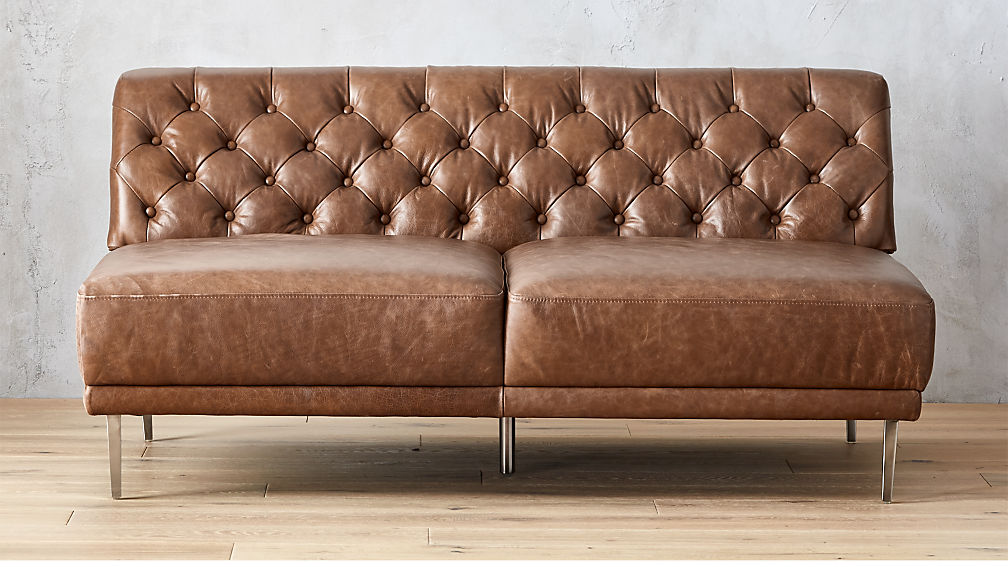 Savile Saddle Leather Tufted Armless Sofa CB2