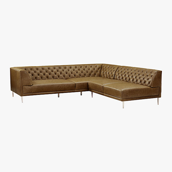 Savile Black Leather Tufted Sectional Sofa Baci Living Room