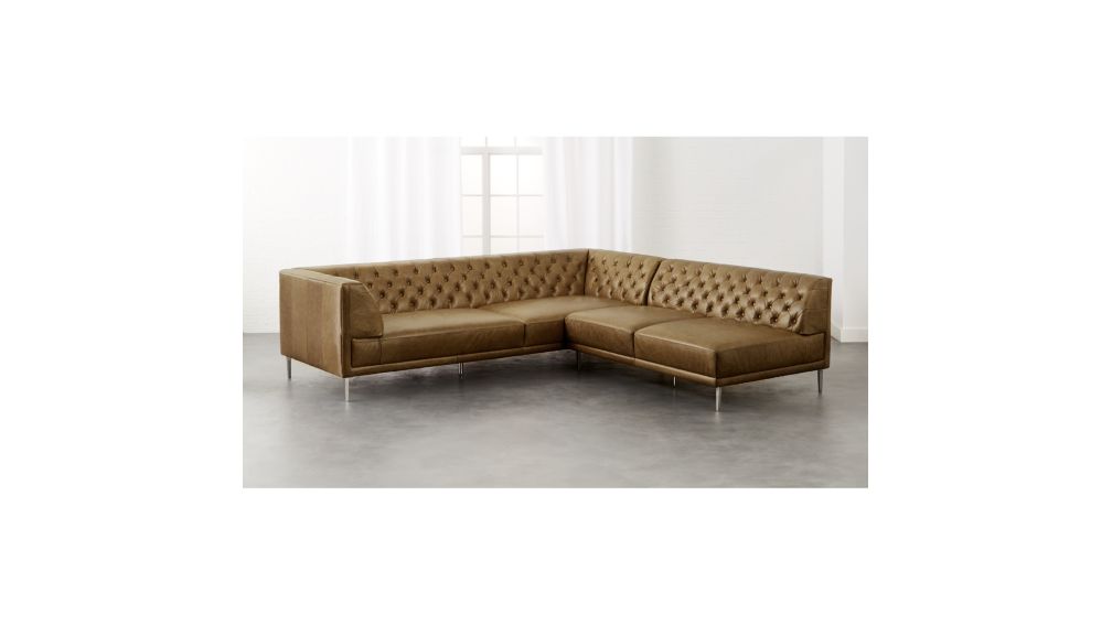 savile saddle leather tufted sofa