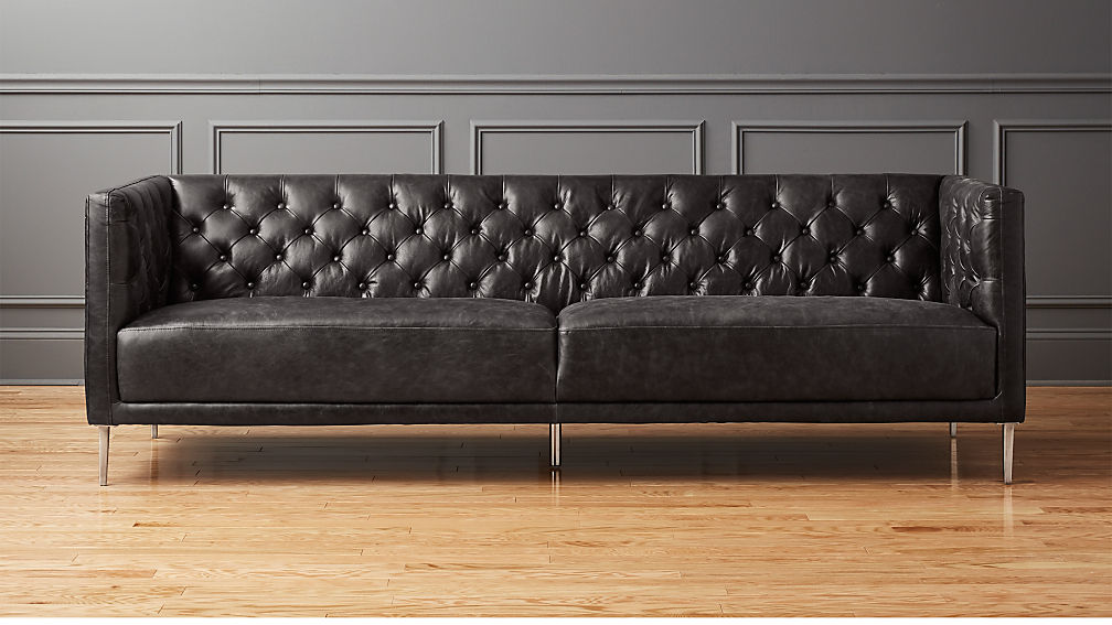 Black Tufted Leather Sofa - Its Done
