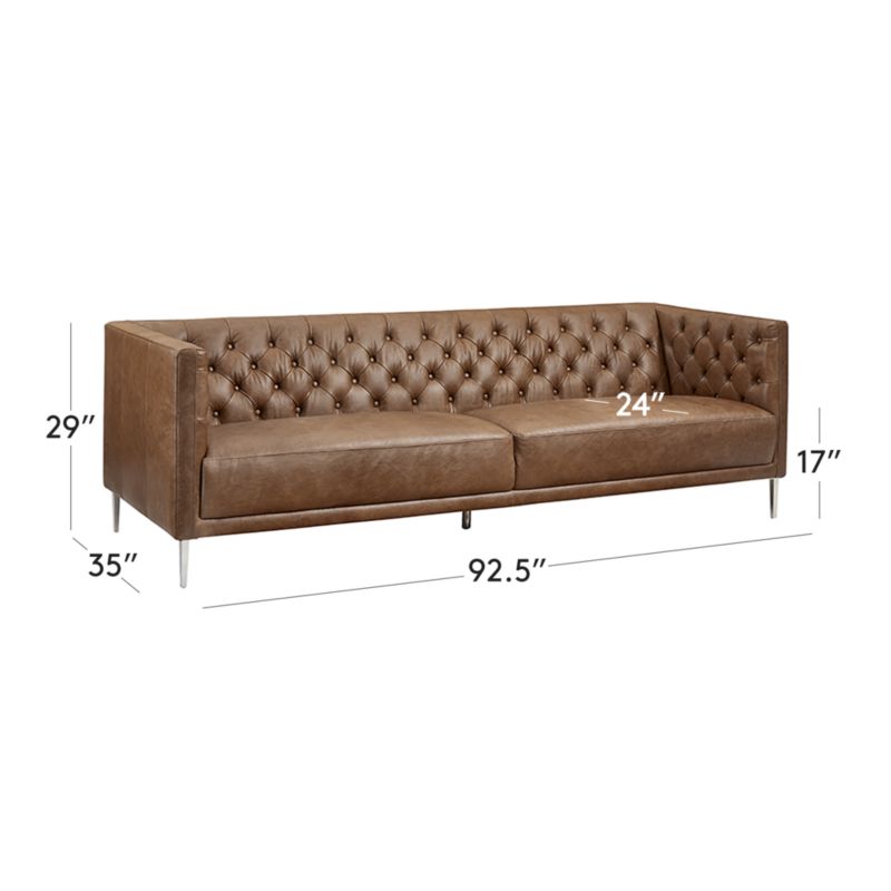 View Savile 92.5" Leather Tufted Sofa - image 3 of 9