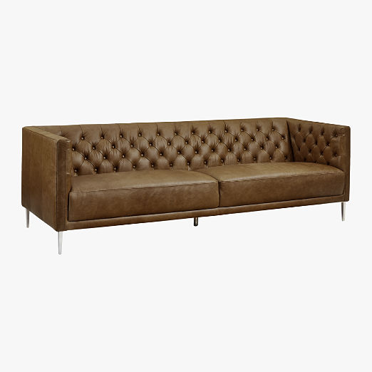 Savile Bello Grey Leather Tufted Sofa