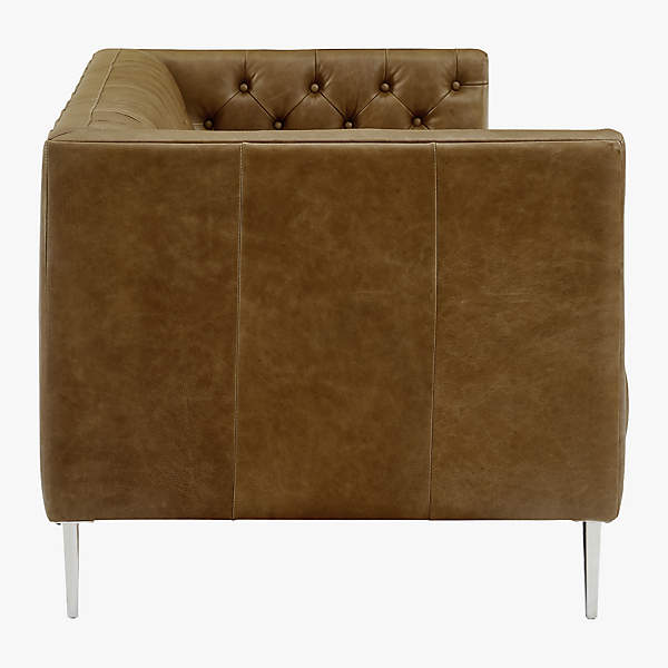 Savile leather online tufted apartment sofa