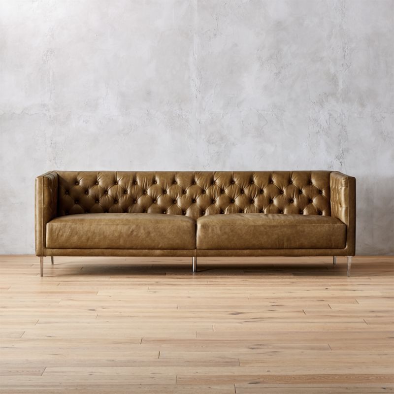 Savile Bello Grey Leather Tufted Sofa - image 1 of 9