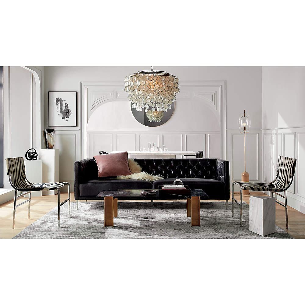 Savile Black Leather Tufted Sofa Baci Living Room