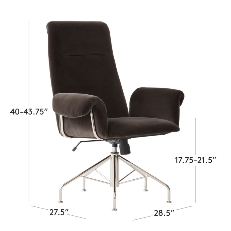 View Saviti Black Velvet Office Chair - image 3 of 9